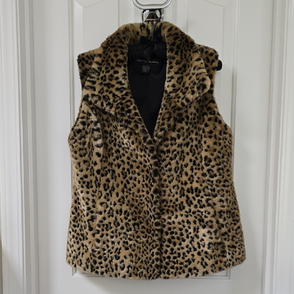 Faux Leopard Fur Vest - sz M